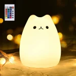 Squishy Cat Night Light, Tap to Change Colors