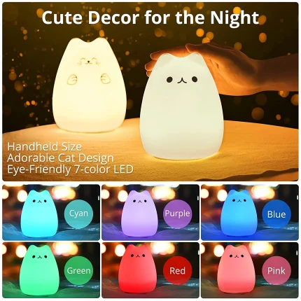 Squishy Cat Night Light, Tap to Change Colors, photo 2