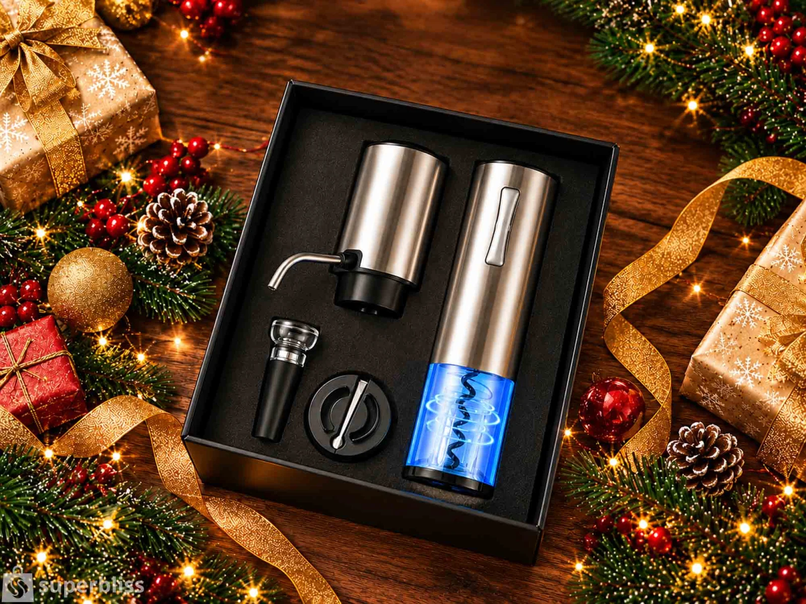 superbliss, 4-in-1 Electric Wine Opener Gift Set, Rechargeable-1 4-in-1 Electric Wine Opener Gift Set, Rechargeable