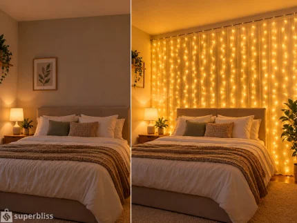 Warm White Curtain Fairy Lights, 300 LED